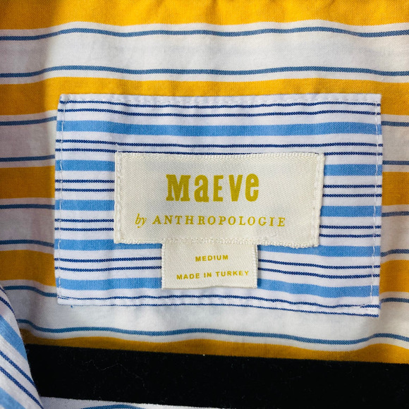 Anthropologie Maeve "Toni" multi color striped button down dress tunic (M) - Picture 8 of 10